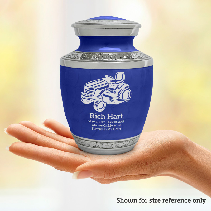 Riding Lawn Mower Sharing Urn - Royal Blue
