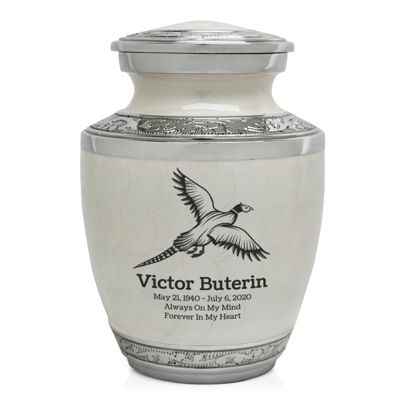 Pheasant Sharing Urn - Radiant White