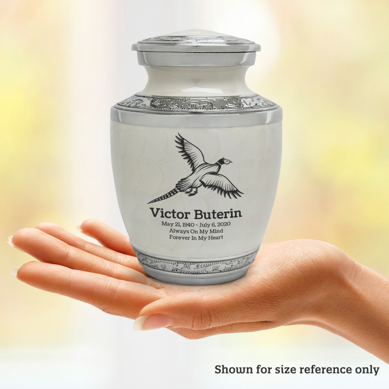 Pheasant Sharing Urn - Radiant White