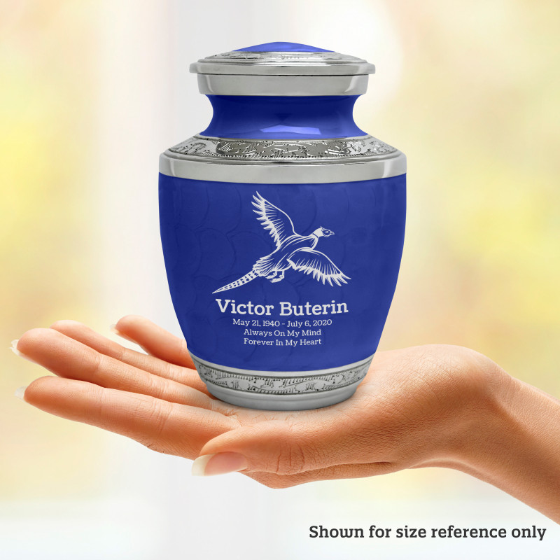 Pheasant Sharing Urn - Royal Blue
