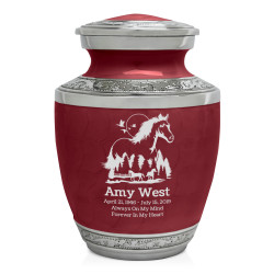 Horse Landscape Sharing Urn - Rose Red