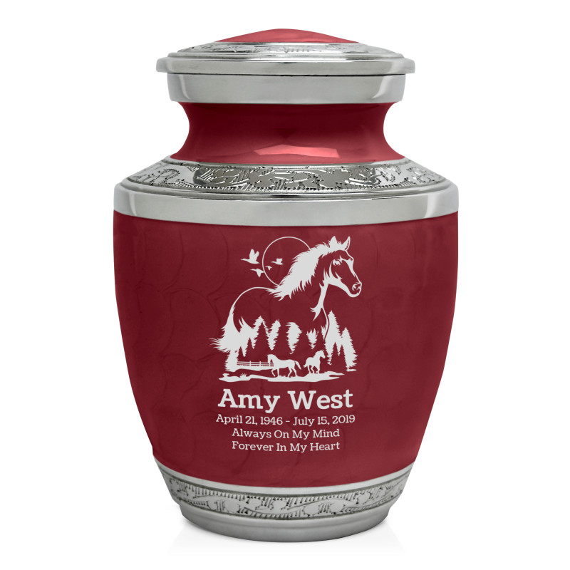 Horse Landscape Sharing Urn - Rose Red