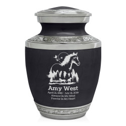 Horse Landscape Sharing Urn - Ebony Black