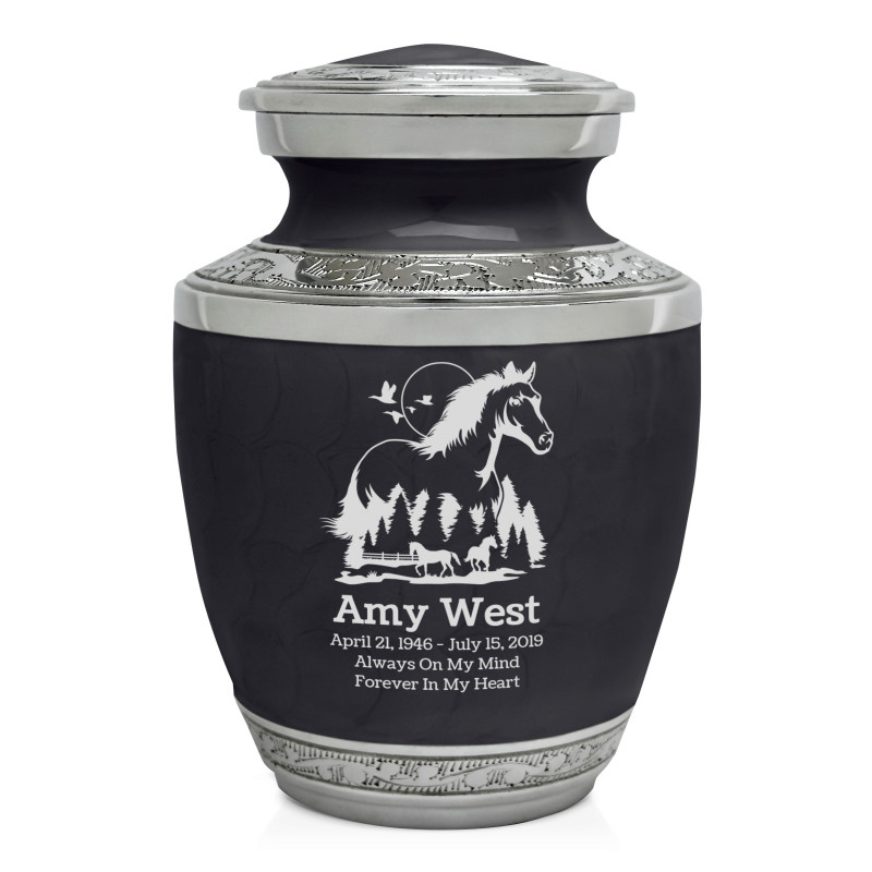 Horse Landscape Sharing Urn - Ebony Black