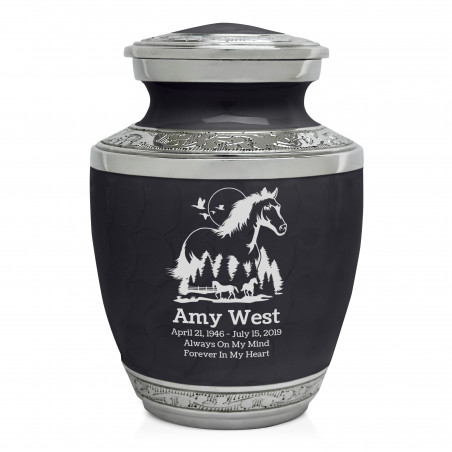 Horse Landscape Sharing Urn - Ebony Black