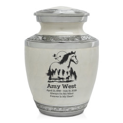 Horse Landscape Sharing Urn - Radiant White