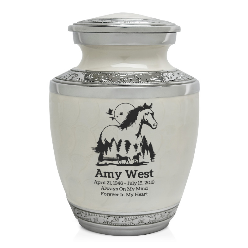 Horse Landscape Sharing Urn - Radiant White