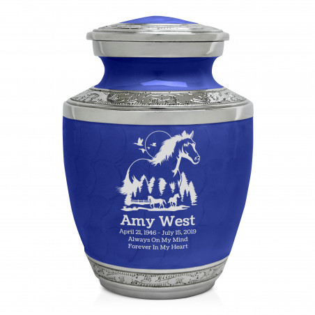 Horse Landscape Sharing Urn - Royal Blue