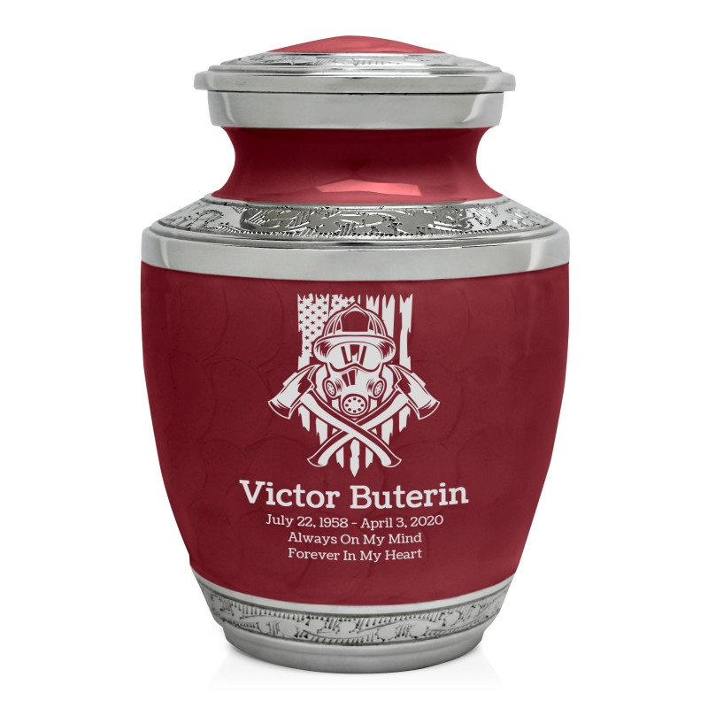 Patriotic Firefighter Sharing Urn - Rose Red