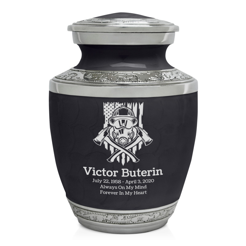 Patriotic Firefighter Sharing Urn - Ebony Black