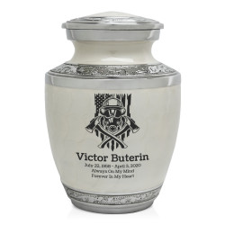 Patriotic Firefighter Sharing Urn - Radiant White