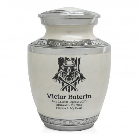 Patriotic Firefighter Sharing Urn - Radiant White