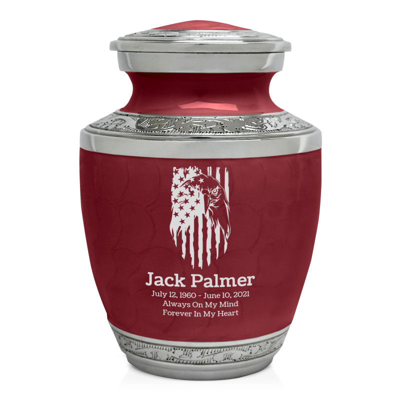 Patriotic Eagle Sharing Urn - Rose Red