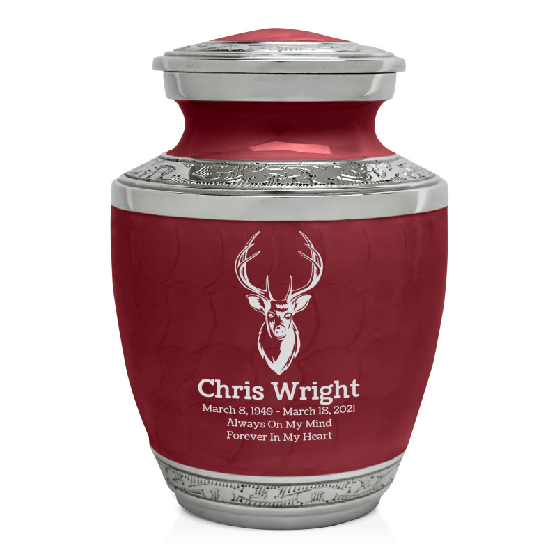 Deer Bust Sharing Urn - Rose Red
