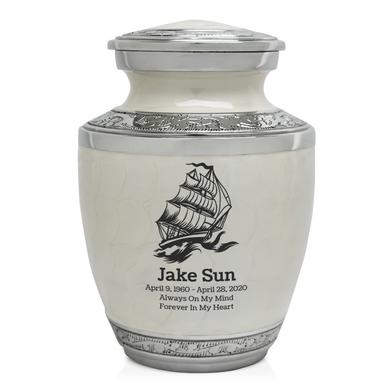 Sailing Ship Sharing Urn - Radiant White
