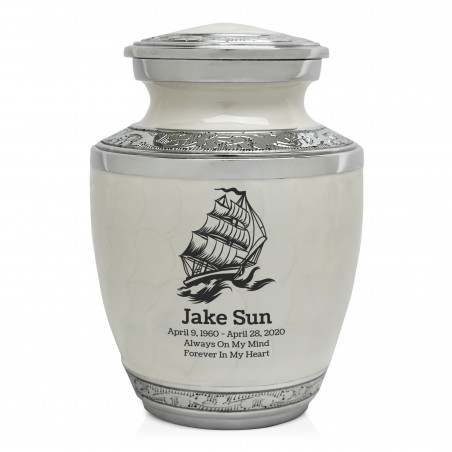 Sailing Ship Sharing Urn - Radiant White