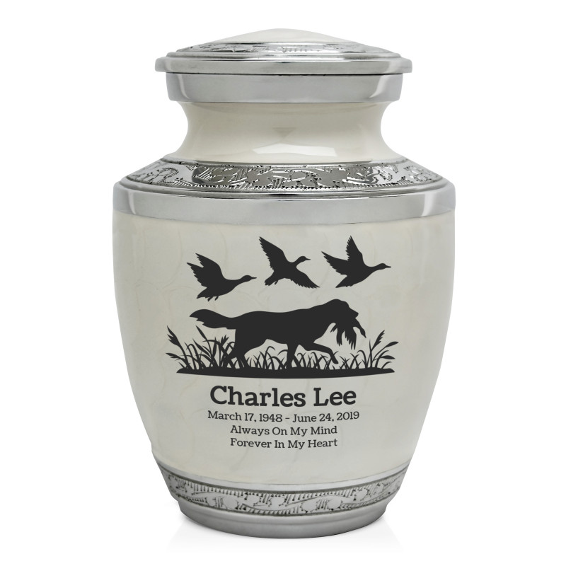 Duck Hunting Dog Sharing Urn - Radiant White