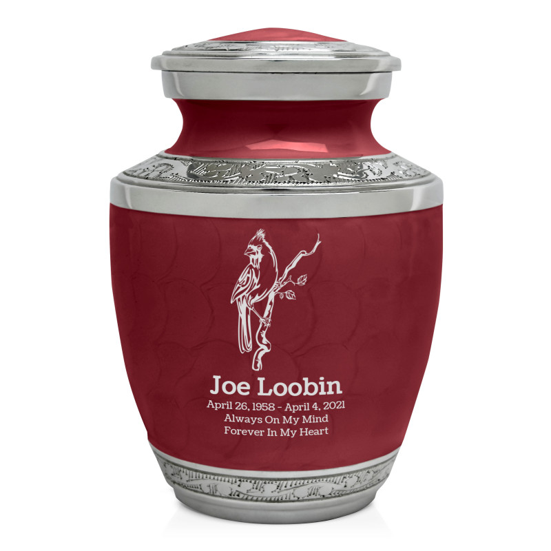 Cardinal Sharing Urn - Rose Red