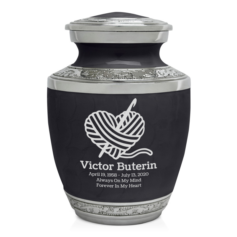 Crochet Heart Sharing Urn - Ebony Black