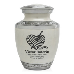 Crochet Heart Sharing Urn - Radiant White