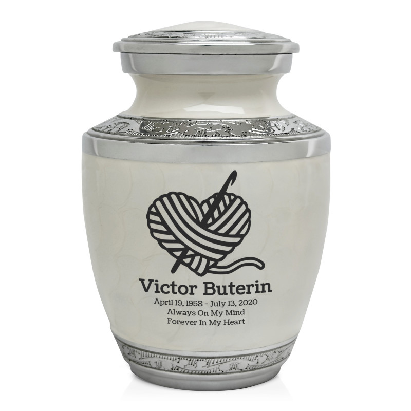 Crochet Heart Sharing Urn - Radiant White