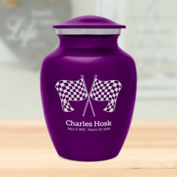 Race Checkered Flag Sharing Urn - Purple Luster