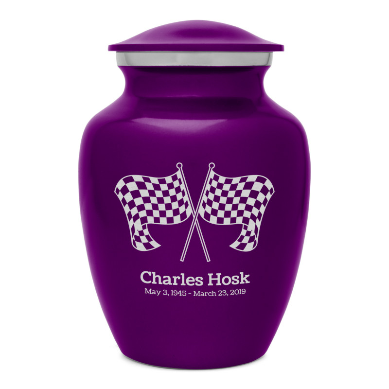 Race Checkered Flag Sharing Urn - Purple Luster