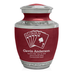 Playing Cards Sharing Urn - Rose Red