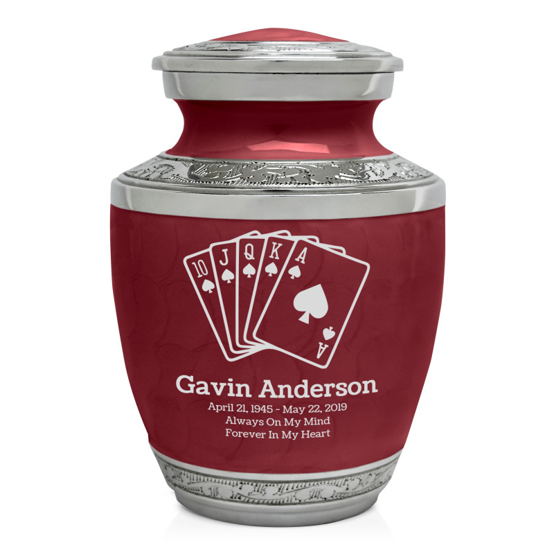 Playing Cards Sharing Urn - Rose Red