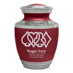 Card Suits Sharing Urn - Rose Red
