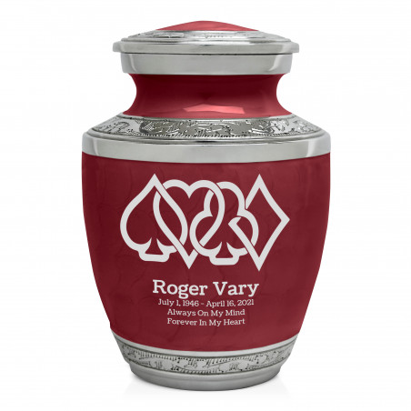 Card Suits Sharing Urn - Rose Red