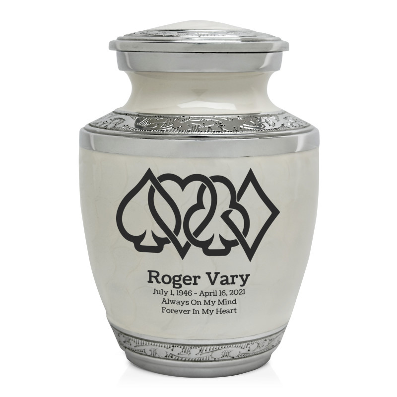 Card Suits Sharing Urn - Radiant White