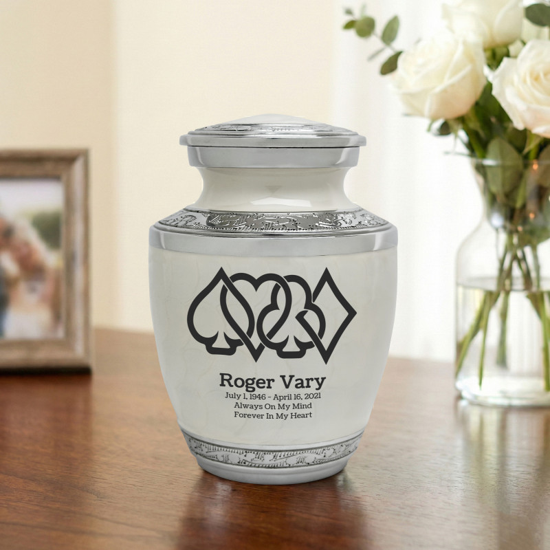 Card Suits Sharing Urn - Radiant White