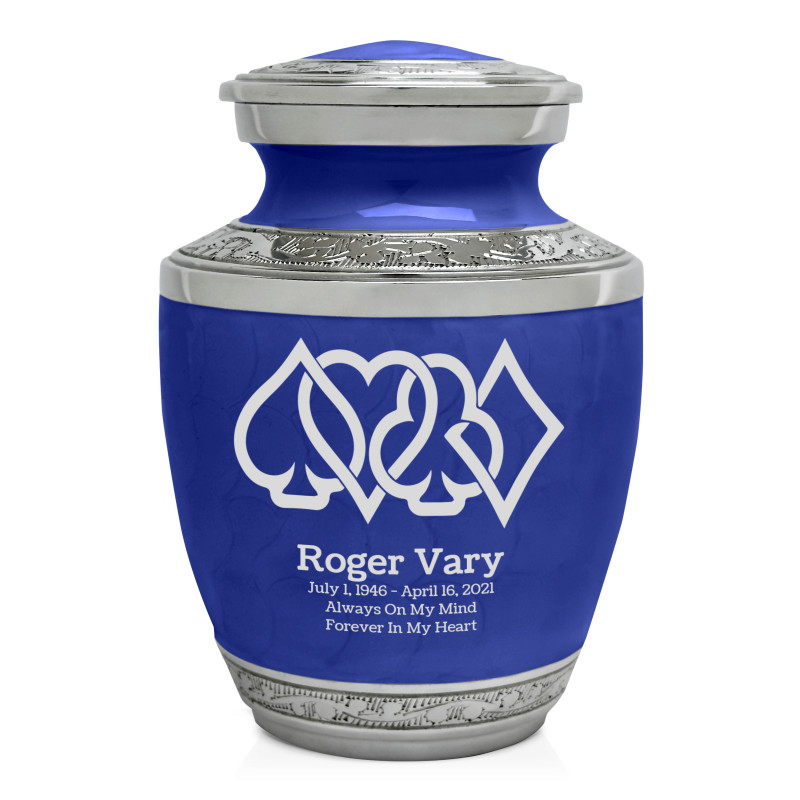 Card Suits Sharing Urn - Royal Blue