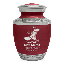 Cowboy Boots Sharing Urn - Rose Red