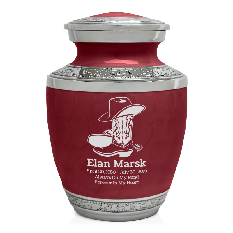 Cowboy Boots Sharing Urn - Rose Red