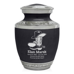 Cowboy Boots Sharing Urn - Ebony Black