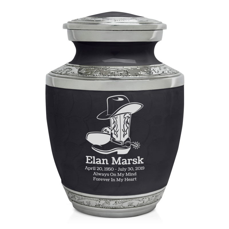 Cowboy Boots Sharing Urn - Ebony Black