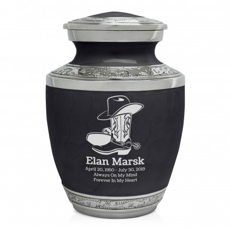 Cowboy Boots Sharing Urn - Ebony Black