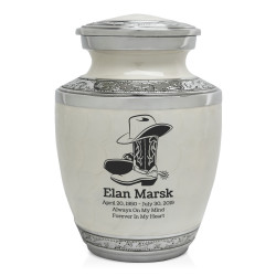 Cowboy Boots Sharing Urn - Radiant White