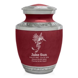 Natures Peace Hummingbird Sharing Urn - Rose Red