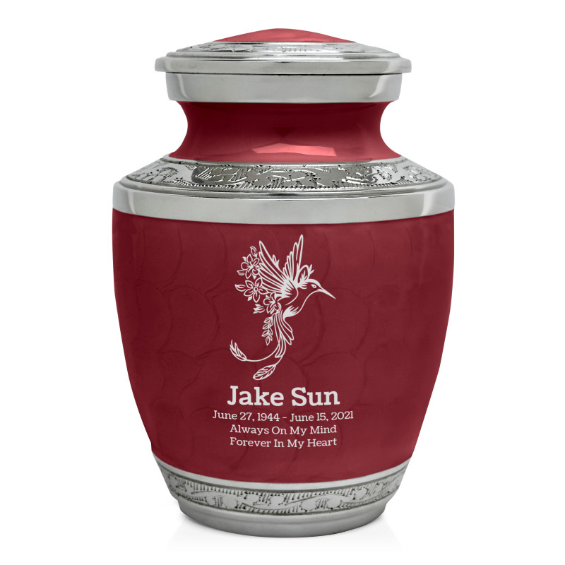 Natures Peace Hummingbird Sharing Urn - Rose Red