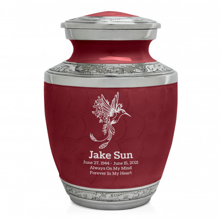 Natures Peace Hummingbird Sharing Urn - Rose Red