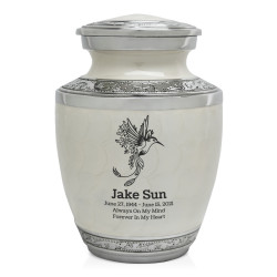 Natures Peace Hummingbird Sharing Urn - Radiant White