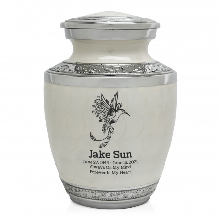 Natures Peace Hummingbird Sharing Urn - Radiant White