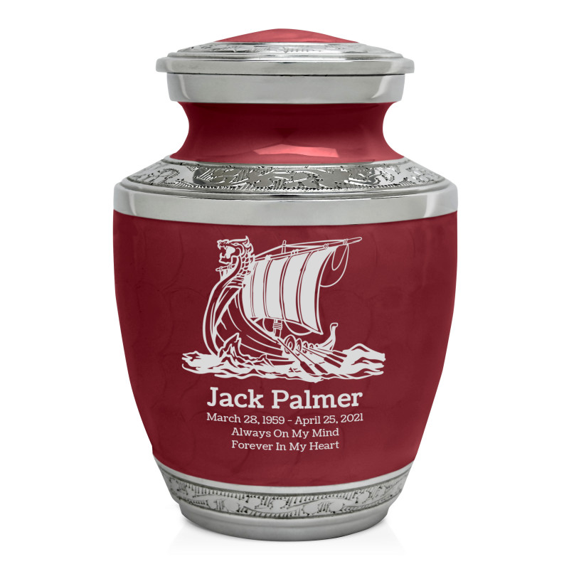 Viking Ship Sharing Urn - Rose Red