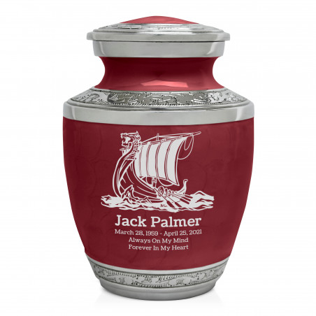 Viking Ship Sharing Urn - Rose Red