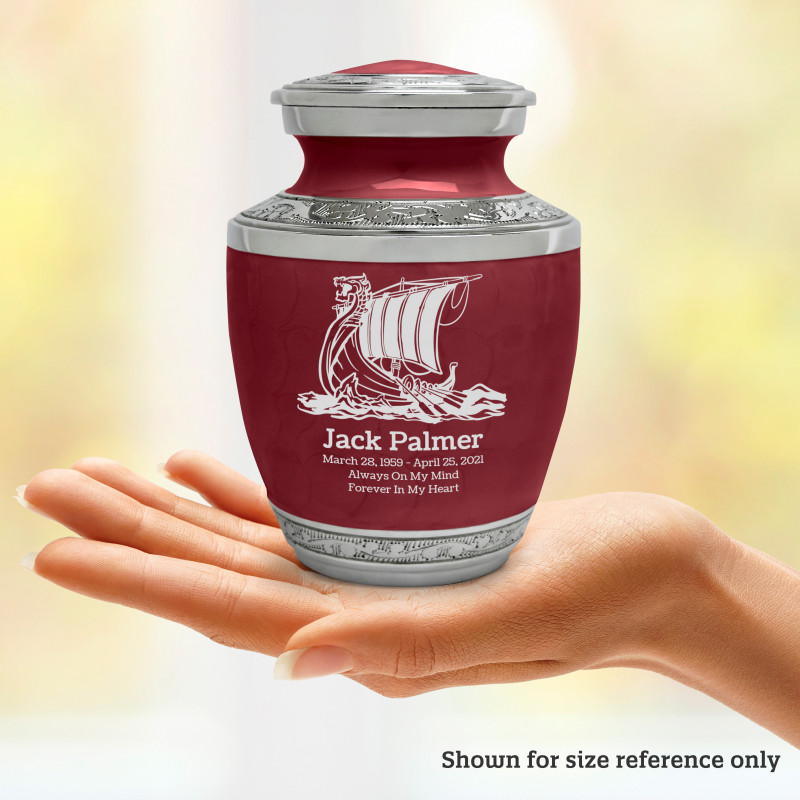 Viking Ship Sharing Urn - Rose Red