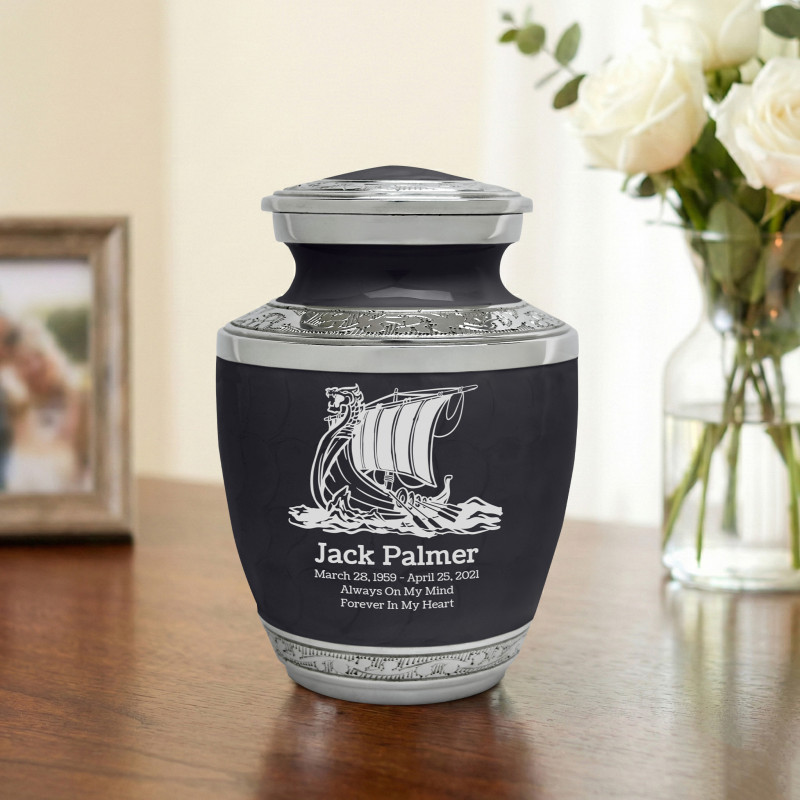 Viking Ship Sharing Urn - Ebony Black