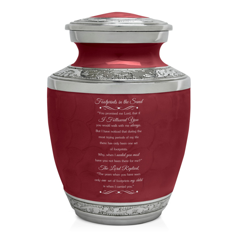 Footprints In The Sand Sharing Urn - Rose Red